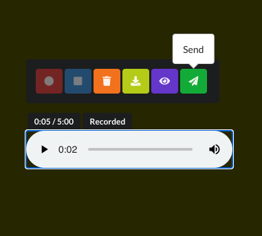 HTML5 Audio Recorder: Send audio recordings in text chat.
